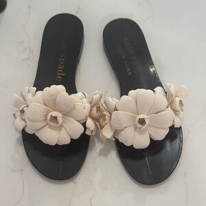 Kate Spade Black and Cream Floral Sandals